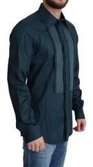 Dolce & Gabbana Blue Placket Cotton Dress Formal Shirt -   -  Dolce & Gabbana.