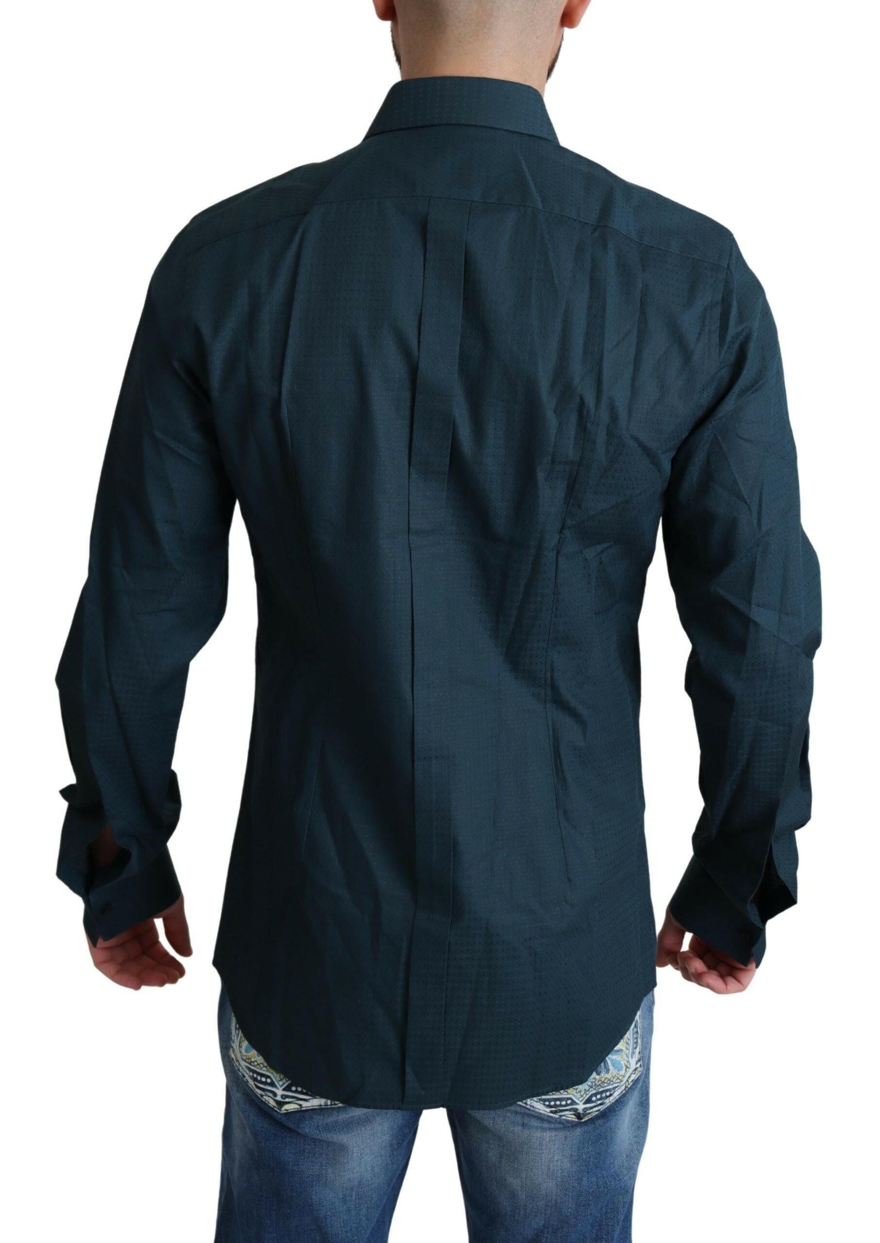 Dolce & Gabbana Blue Placket Cotton Dress Formal Shirt -   -  Dolce & Gabbana.