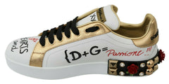Dolce & Gabbana White Roses Sequined Crystal Womens Sneakers Shoes -   -  Dolce & Gabbana.
