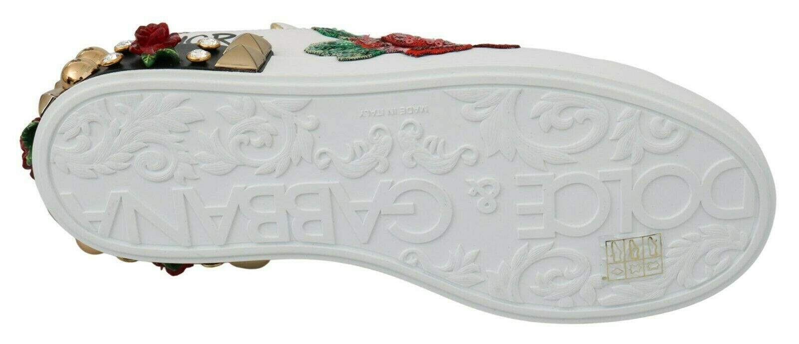 Dolce & Gabbana White Roses Sequined Crystal Womens Sneakers Shoes -   -  Dolce & Gabbana.