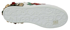 Dolce & Gabbana White Roses Sequined Crystal Womens Sneakers Shoes -   -  Dolce & Gabbana.