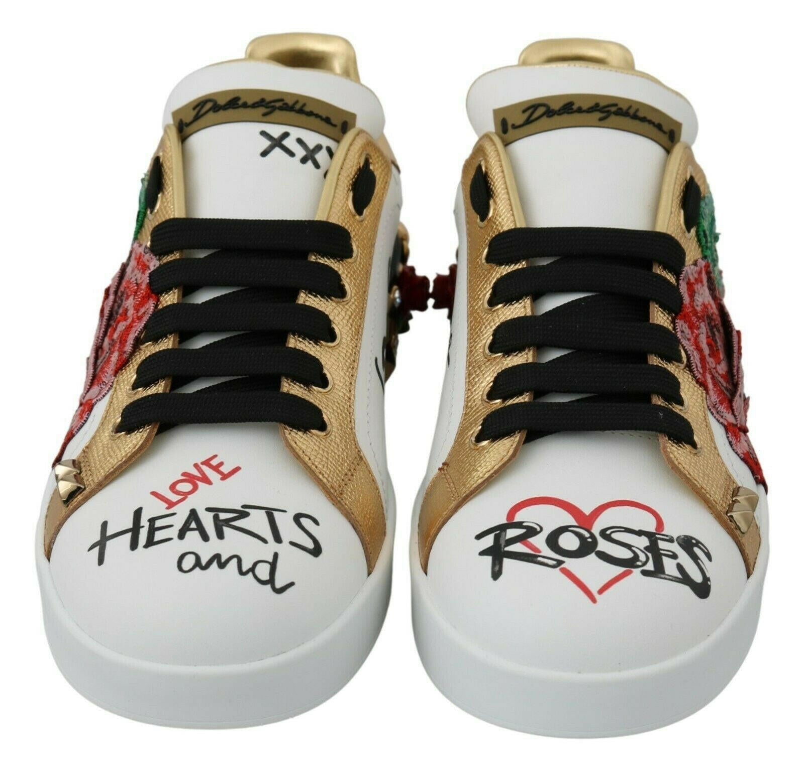 Dolce & Gabbana White Roses Sequined Crystal Womens Sneakers Shoes -   -  Dolce & Gabbana.