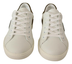 Dolce & Gabbana White Suede Leather Mens Low Tops Sneakers -   -  Dolce & Gabbana.