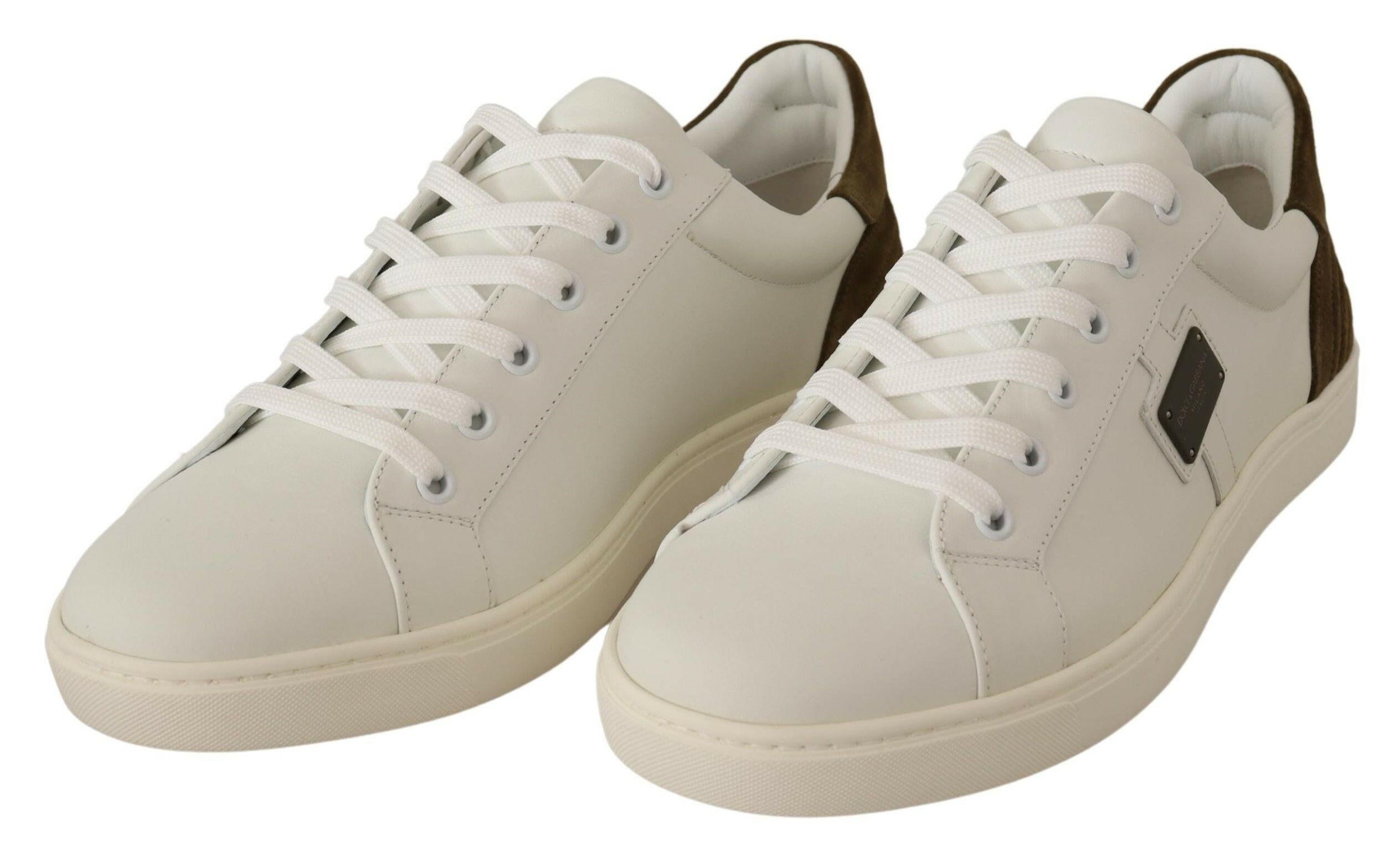 Dolce & Gabbana White Suede Leather Mens Low Tops Sneakers -   -  Dolce & Gabbana.