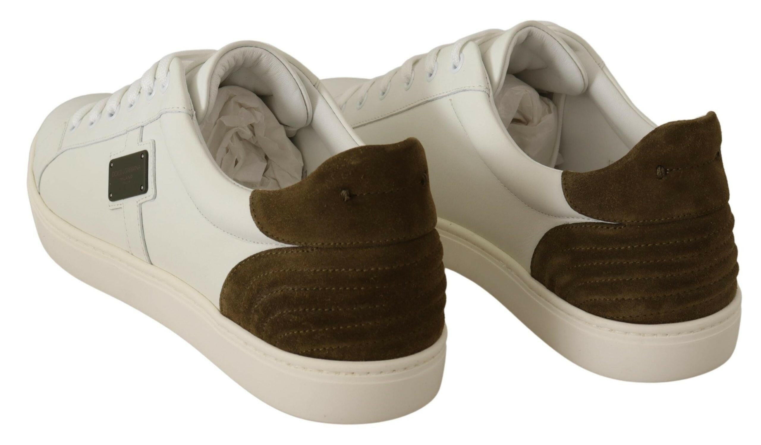 Dolce & Gabbana White Suede Leather Mens Low Tops Sneakers -   -  Dolce & Gabbana.
