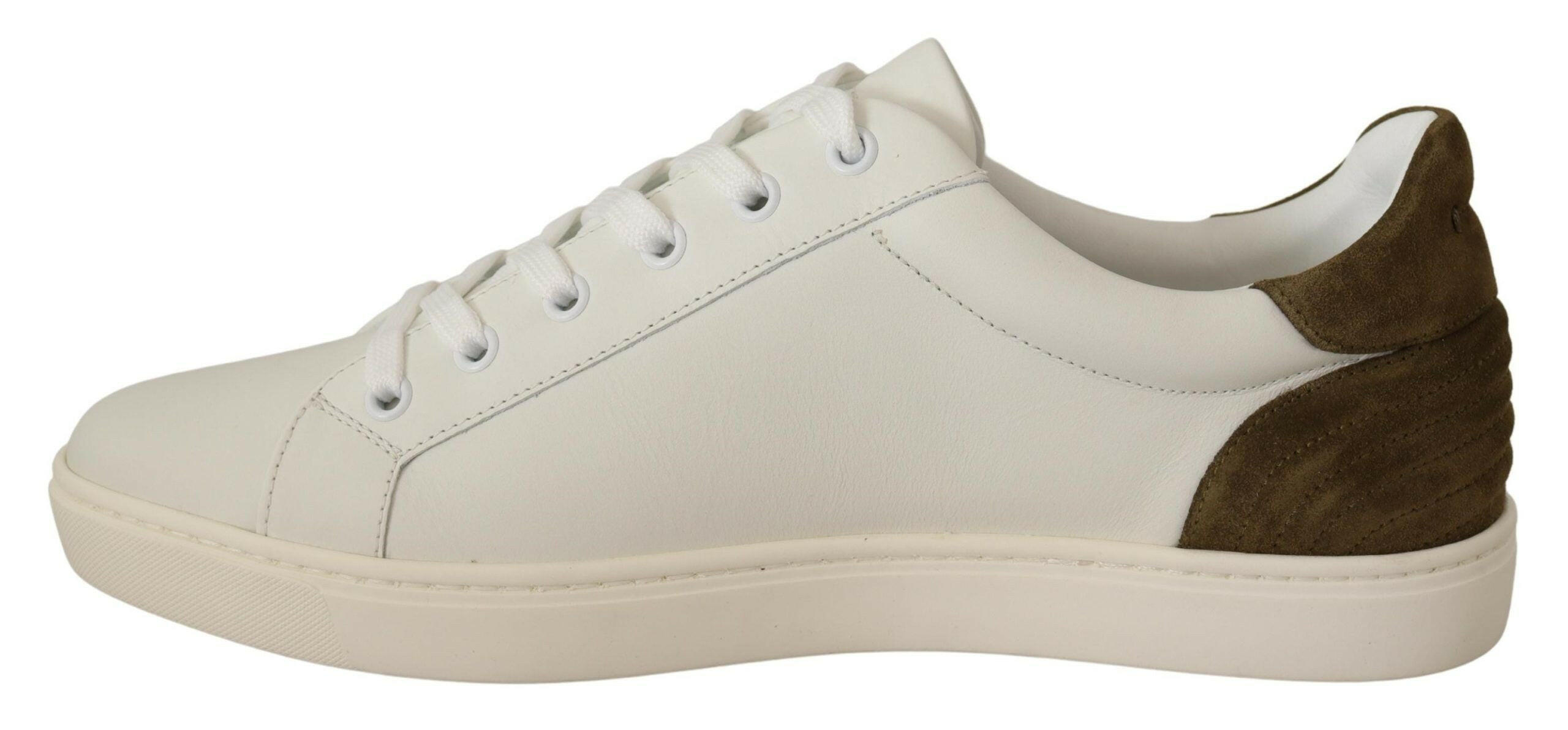 Dolce & Gabbana White Suede Leather Mens Low Tops Sneakers -   -  Dolce & Gabbana.