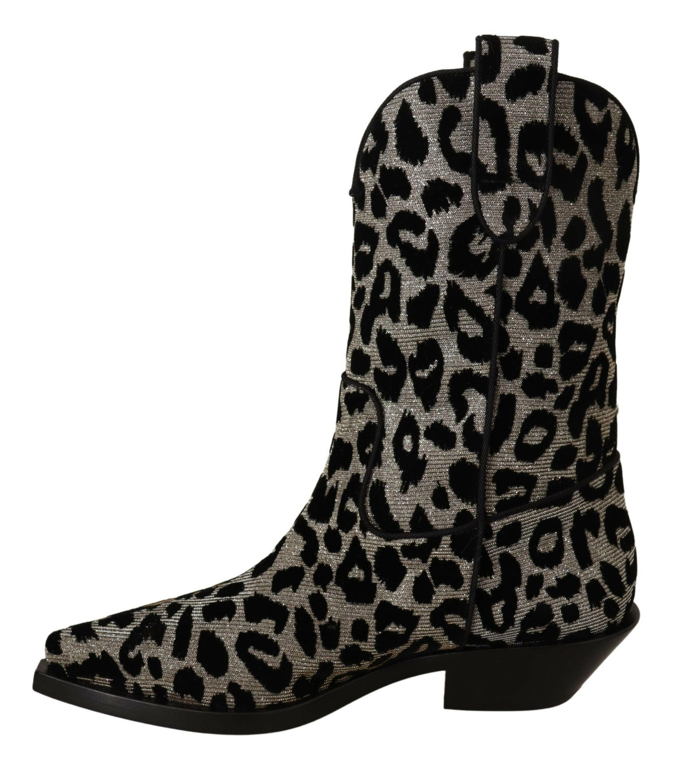 Dolce & Gabbana Gray Black Leopard Cowboy Boots Shoes -   -  Dolce & Gabbana.