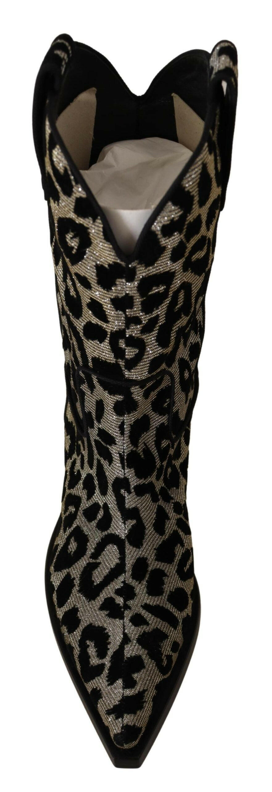 Dolce & Gabbana Gray Black Leopard Cowboy Boots Shoes -   -  Dolce & Gabbana.