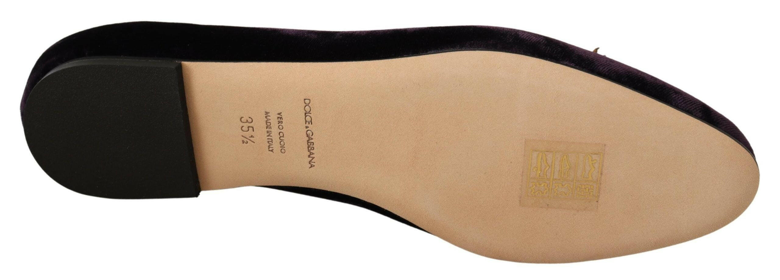 Dolce & Gabbana Purple Velvet DG Heart Loafers Flats Shoes -   -  Dolce & Gabbana.