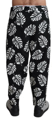 Dolce & Gabbana Black Leaf Cotton Stretch Trouser Pants Pants -   -  Dolce & Gabbana.