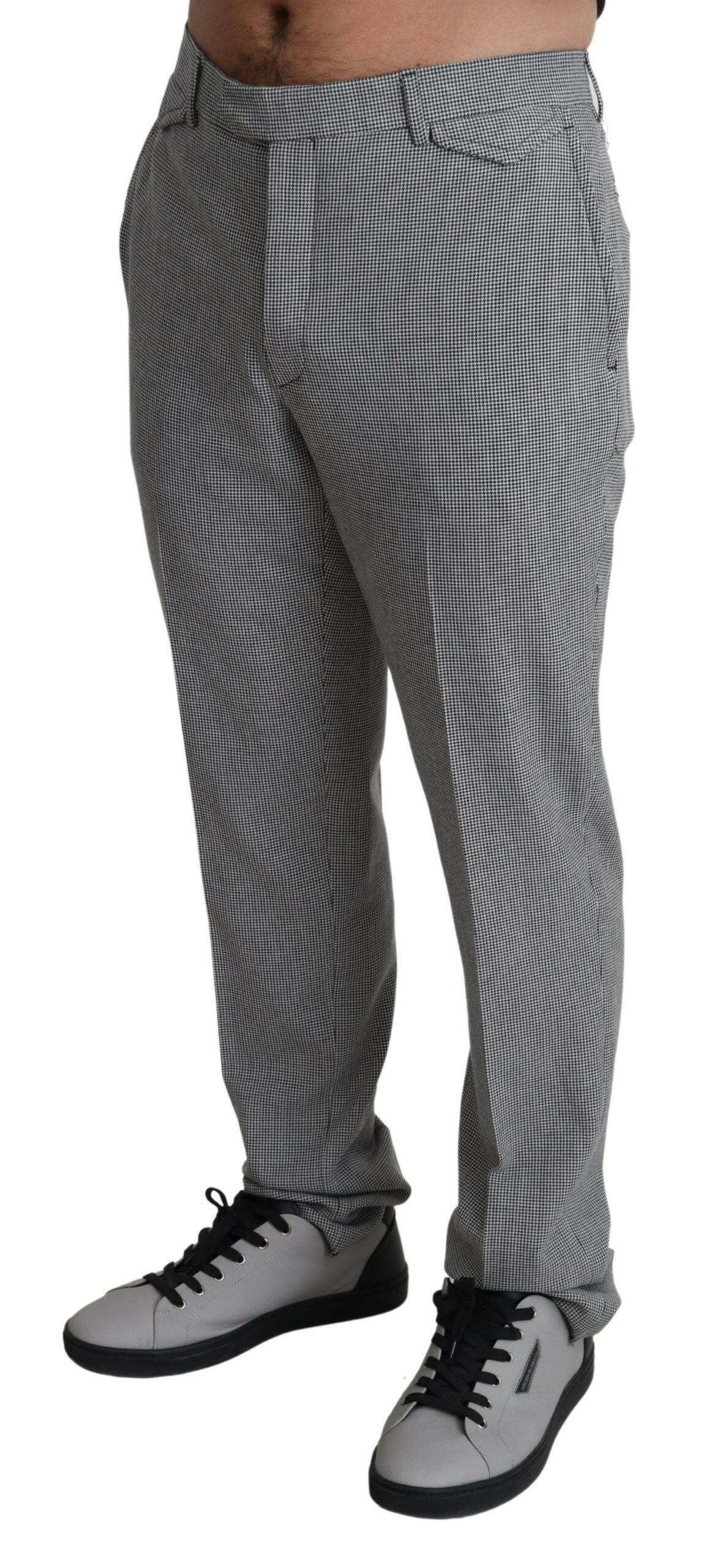 BENCIVENGA Gray Wool Checkered Dress Men Formal Trouser Pants -   -  BENCIVENGA.