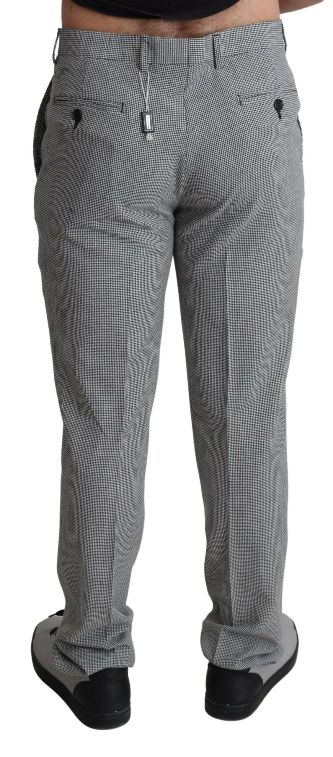 BENCIVENGA Gray Wool Checkered Dress Men Formal Trouser Pants -   -  BENCIVENGA.