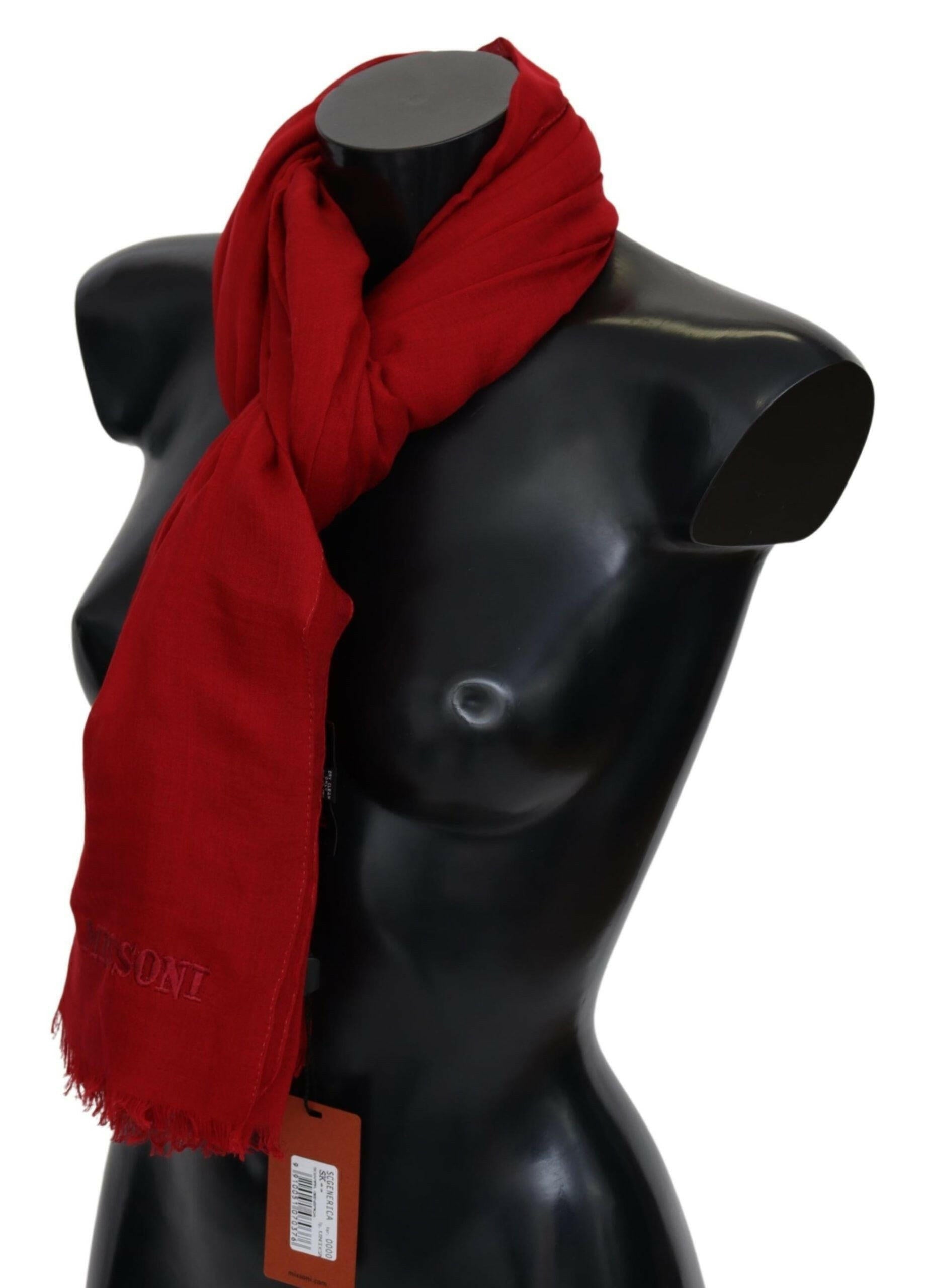 Missoni Red Cashmere Unisex Neck Wrap Fringes Scarf -   -  Missoni.