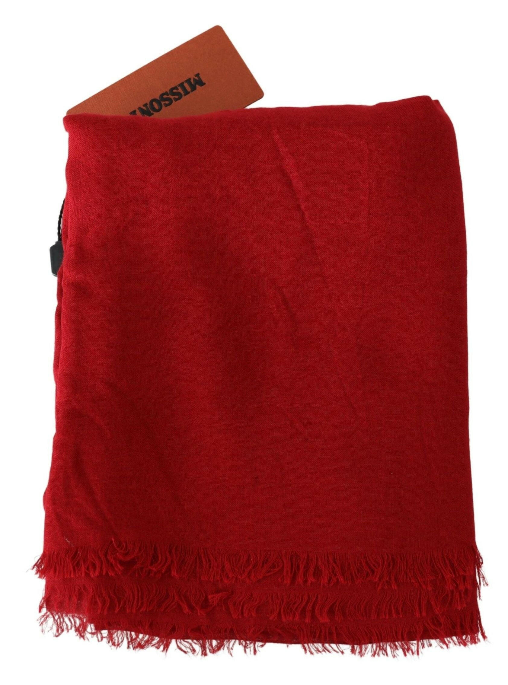 Missoni Red Cashmere Unisex Neck Wrap Fringes Scarf -   -  Missoni.