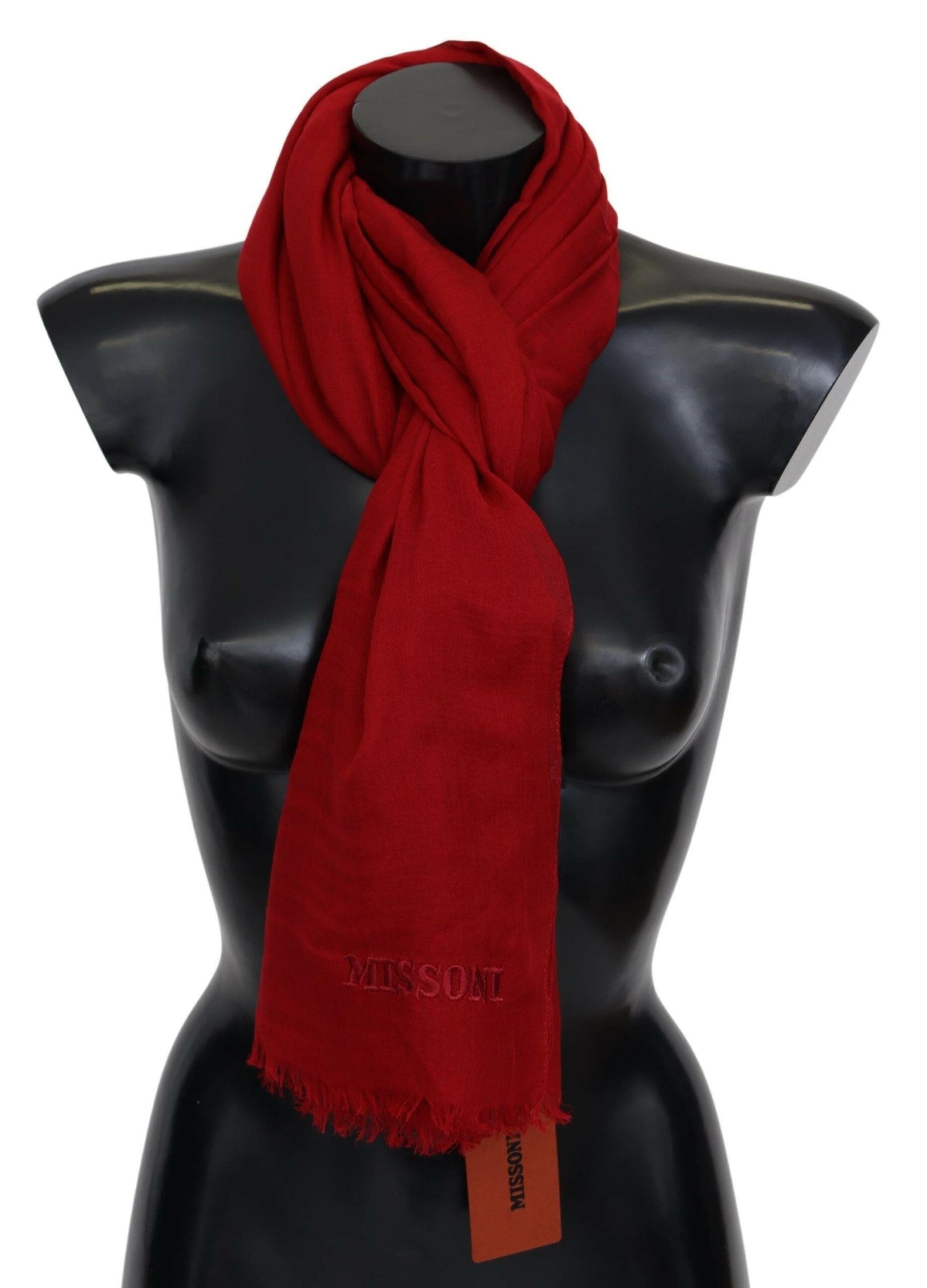 Missoni Red Cashmere Unisex Neck Wrap Fringes Scarf -   -  Missoni.
