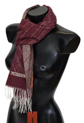 Missoni Maroon 100% Cashmere Unisex Neck Wrap Fringes Scarf -   -  Missoni.