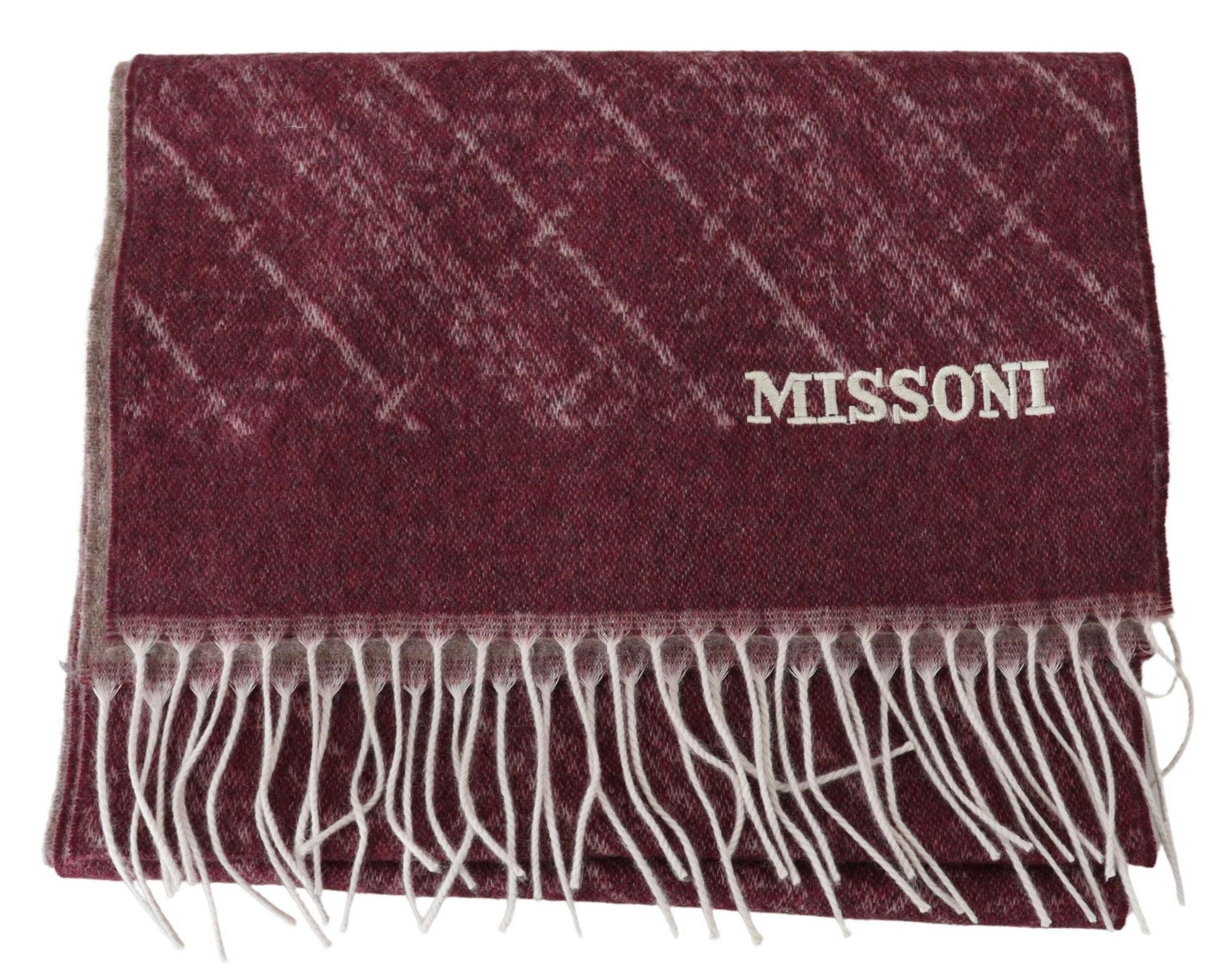 Missoni Maroon 100% Cashmere Unisex Neck Wrap Fringes Scarf -   -  Missoni.