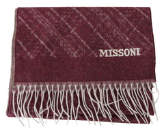 Missoni Maroon 100% Cashmere Unisex Neck Wrap Fringes Scarf -   -  Missoni.