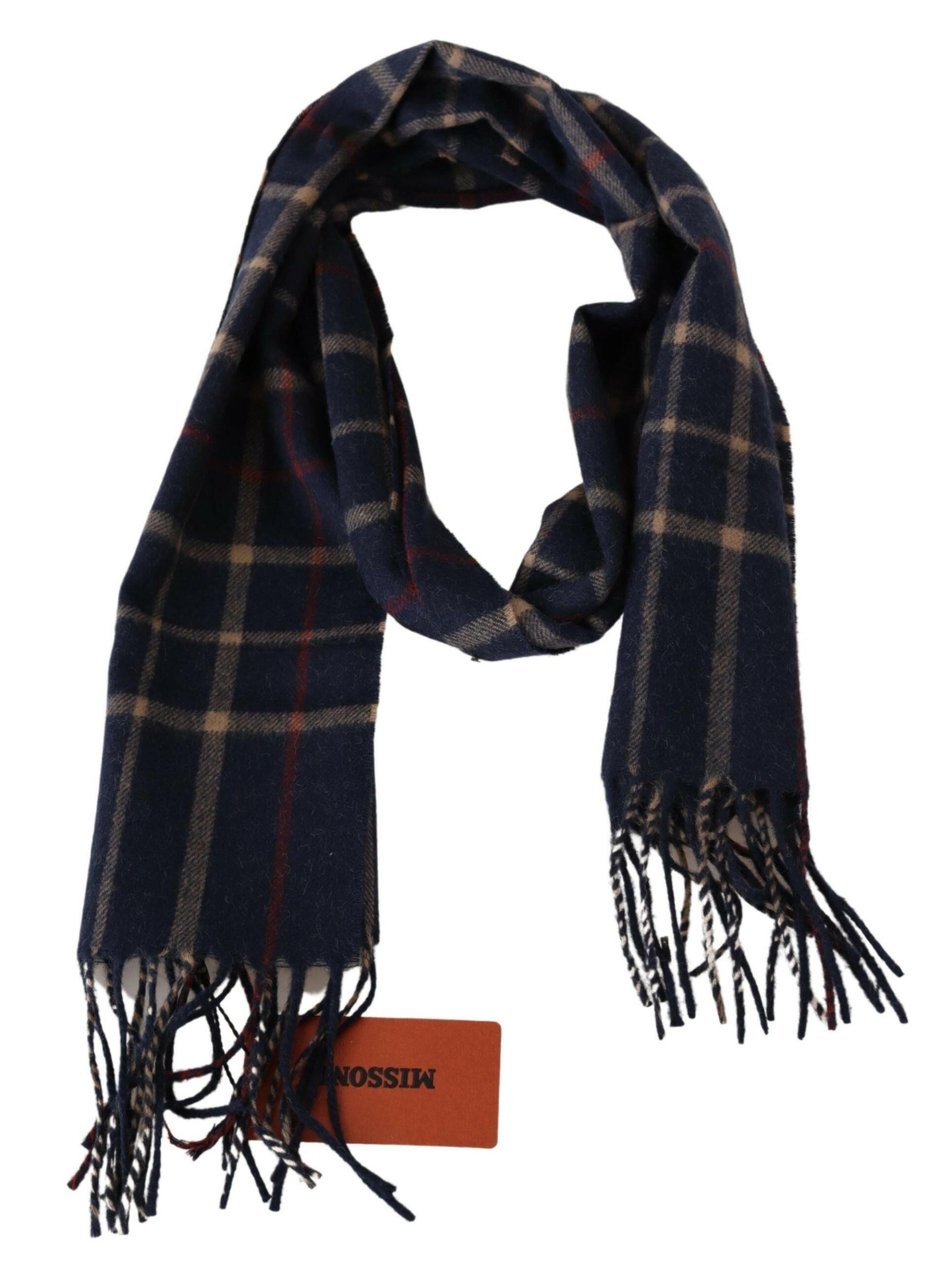 Missoni Black Checkered Unisex Neck Wrap Fringes Scarf -   -  Missoni.