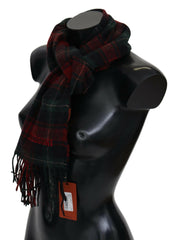 Missoni Black Red Check Wool Unisex Neck Wrap Fringes Scarf -   -  Missoni.