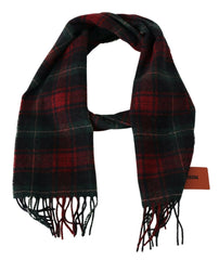 Missoni Black Red Check Wool Unisex Neck Wrap Fringes Scarf -   -  Missoni.