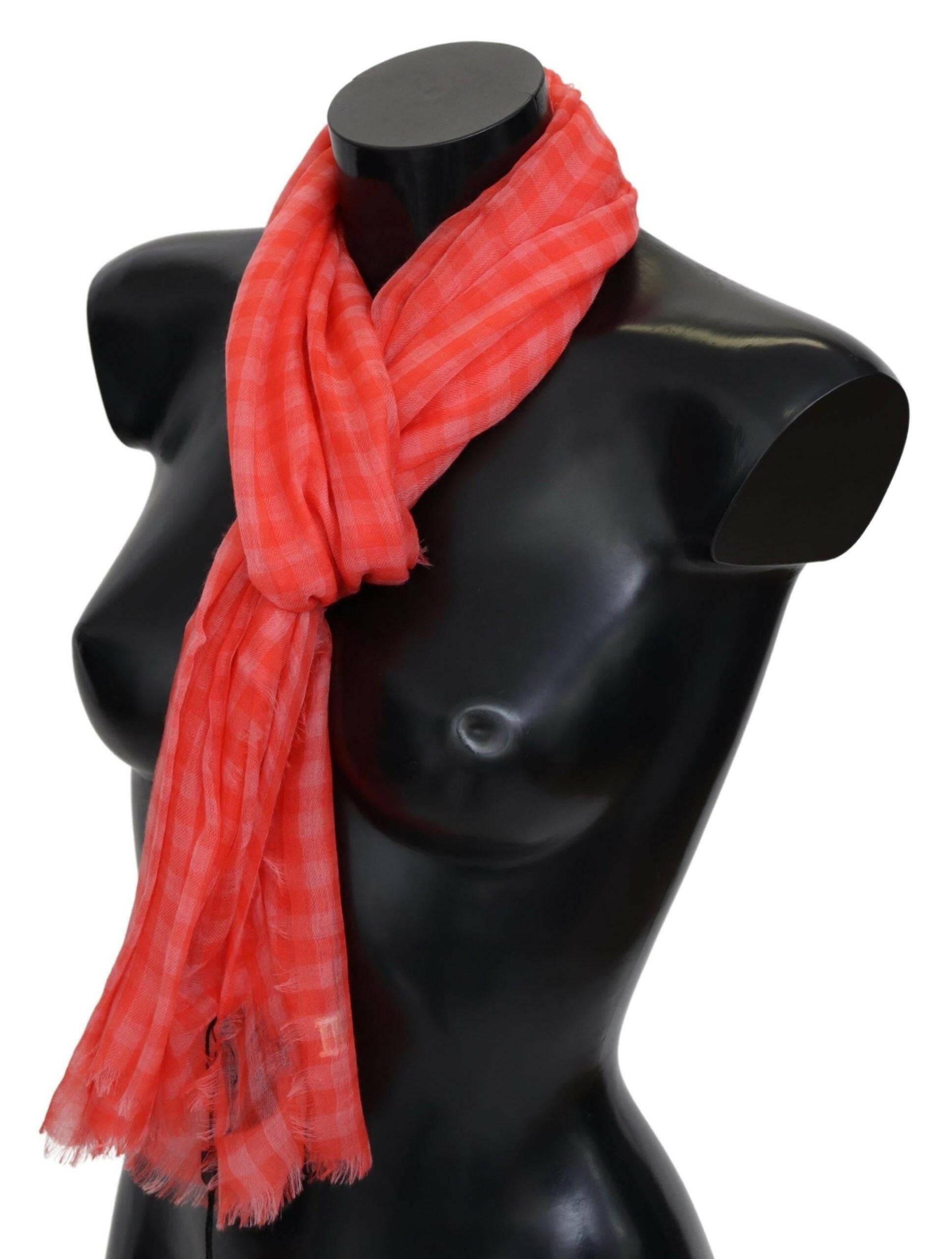 Missoni Orange Check Cashmere Unisex Wrap Fringes Scarf -   -  Missoni.
