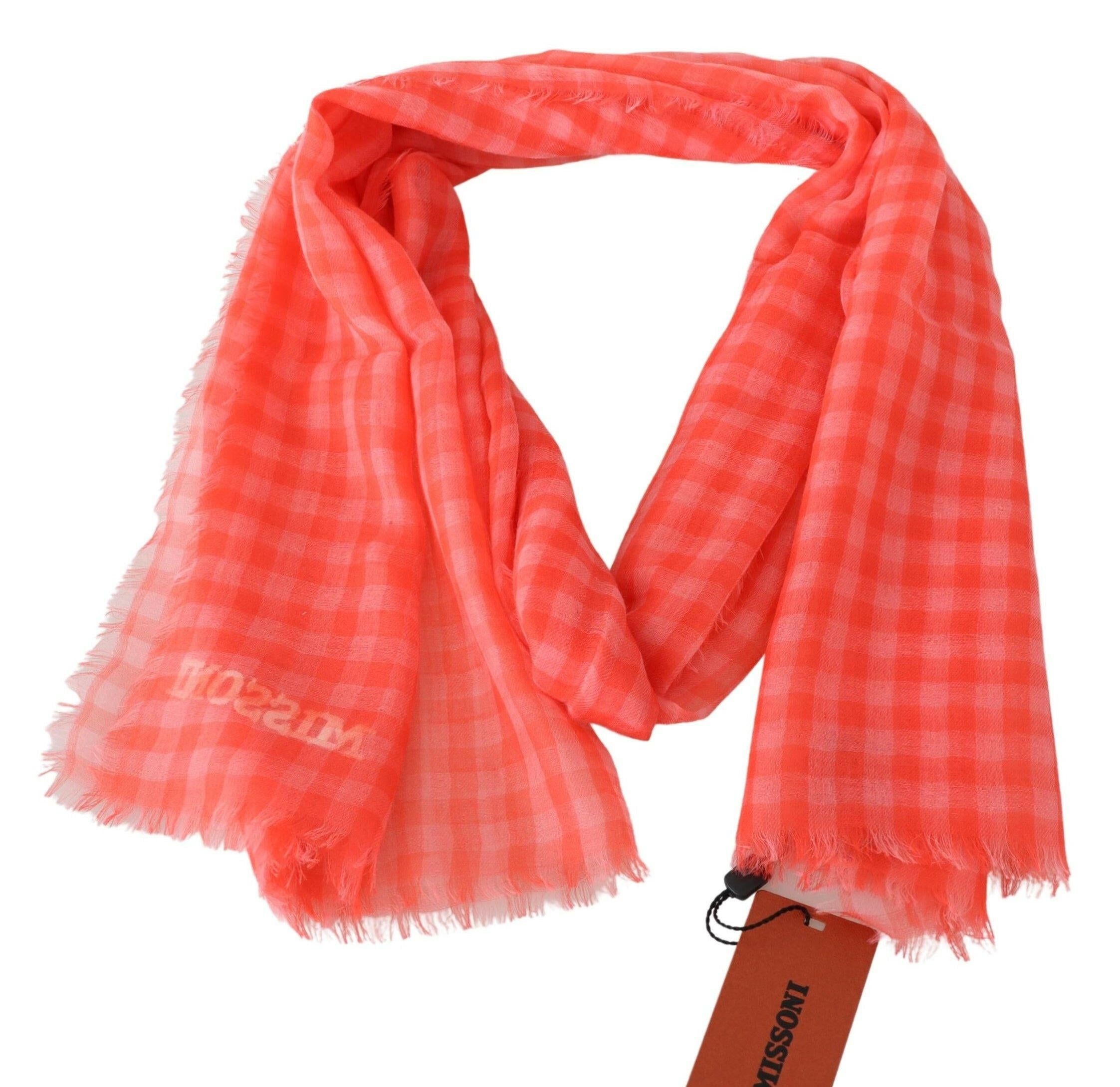 Missoni Orange Check Cashmere Unisex Wrap Fringes Scarf -   -  Missoni.
