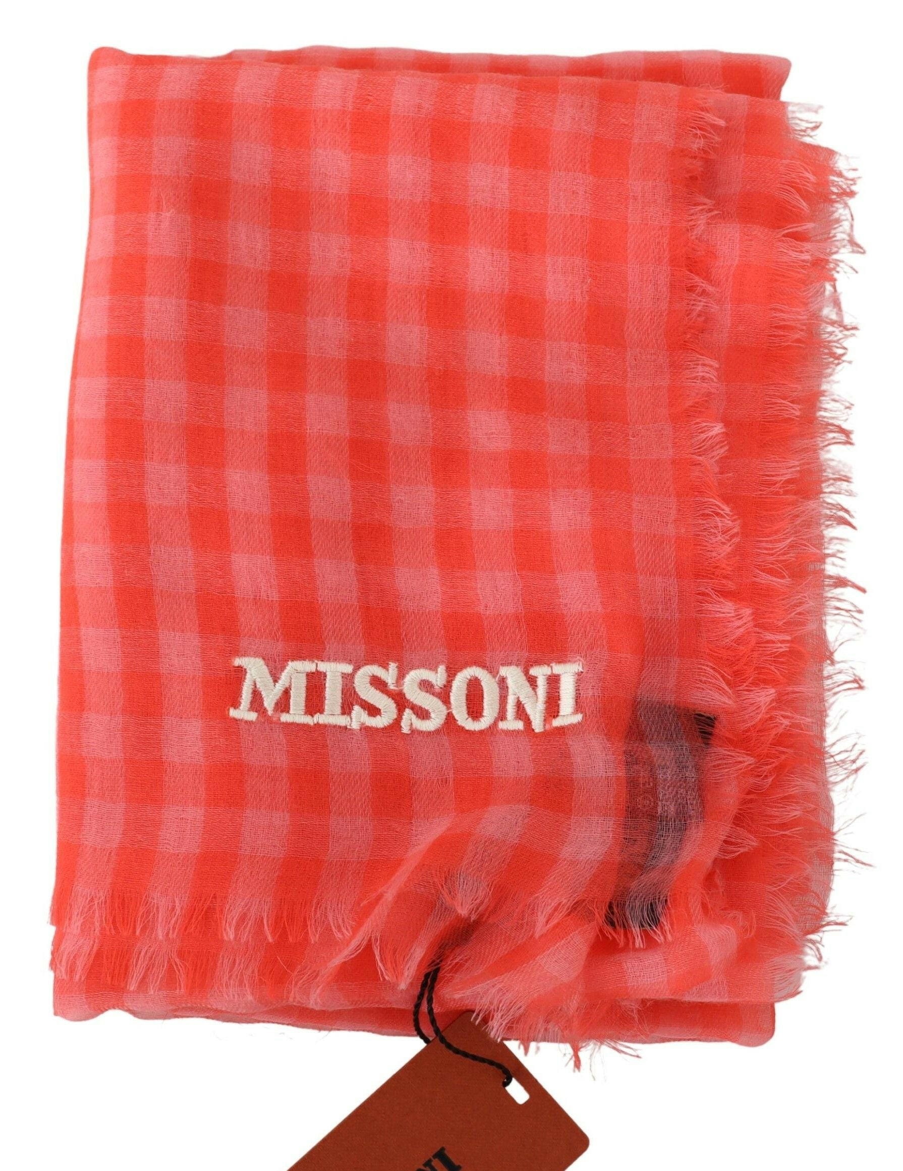 Missoni Orange Check Cashmere Unisex Wrap Fringes Scarf -   -  Missoni.