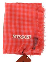 Missoni Orange Check Cashmere Unisex Wrap Fringes Scarf -   -  Missoni.