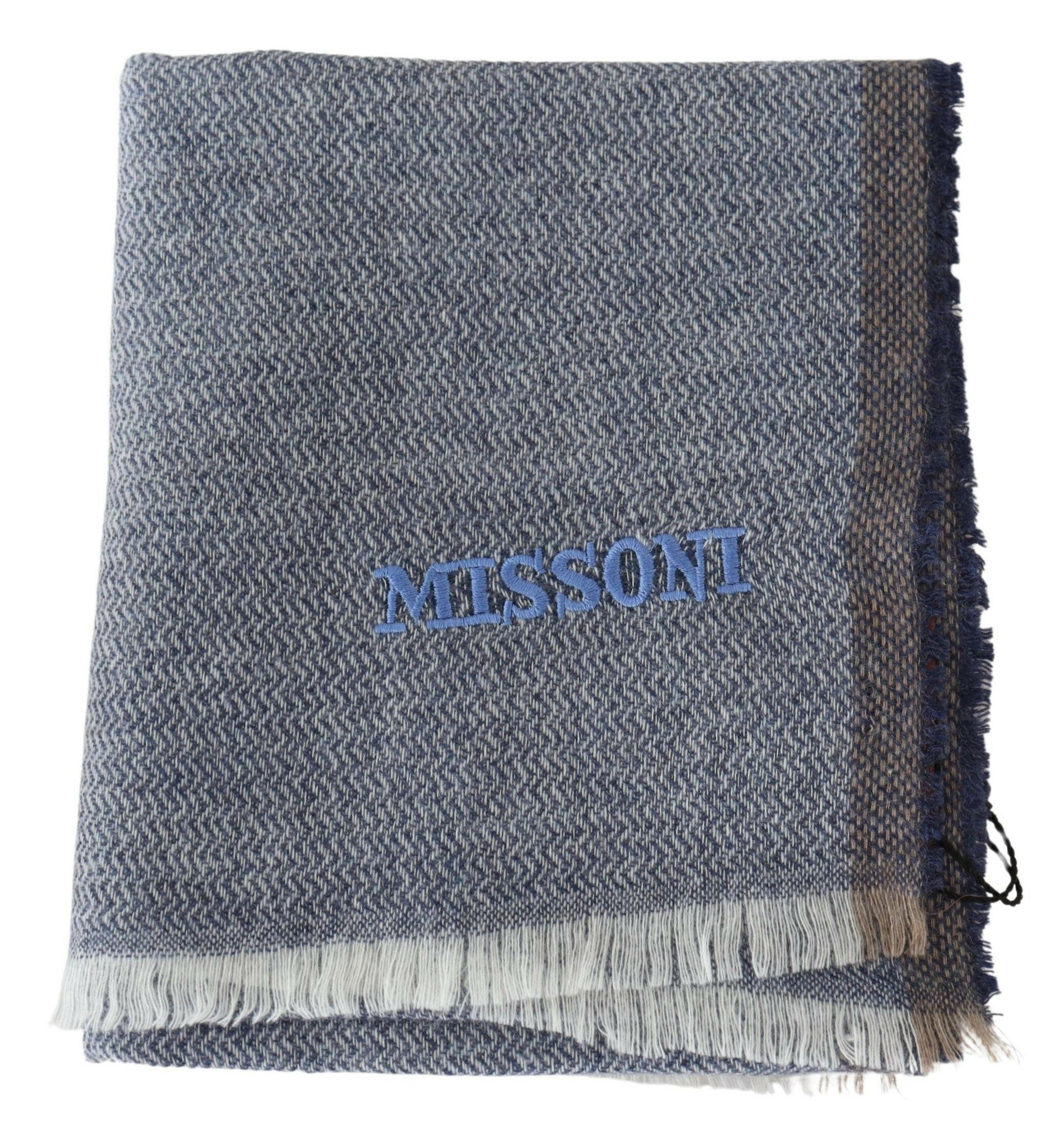 Missoni Gray Striped Wool Unisex Neck Wrap Fringes Scarf -   -  Missoni.