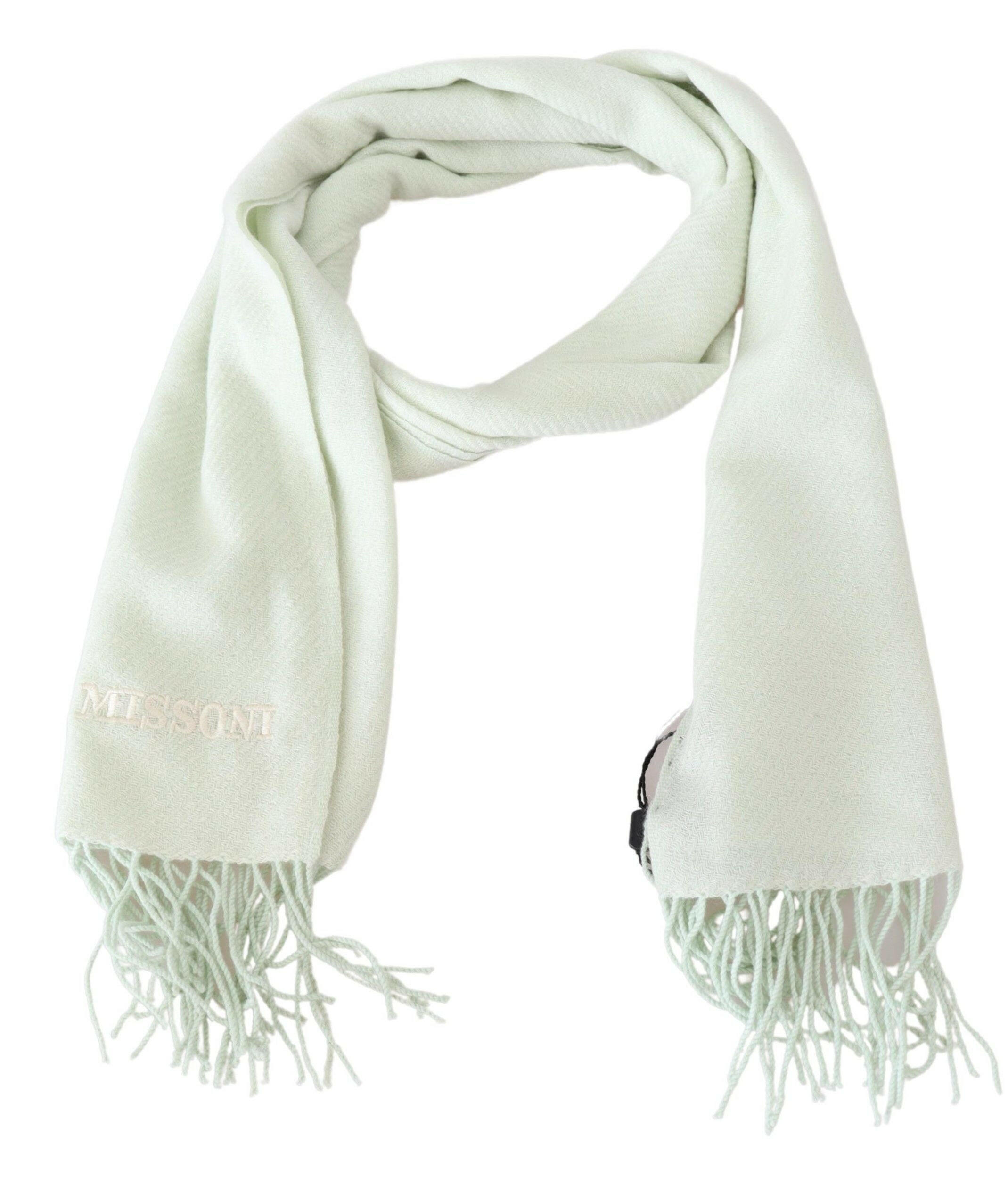 Missoni Light Green Pattern Cashmere Unisex Wrap Fringes Scarf -   -  Missoni.