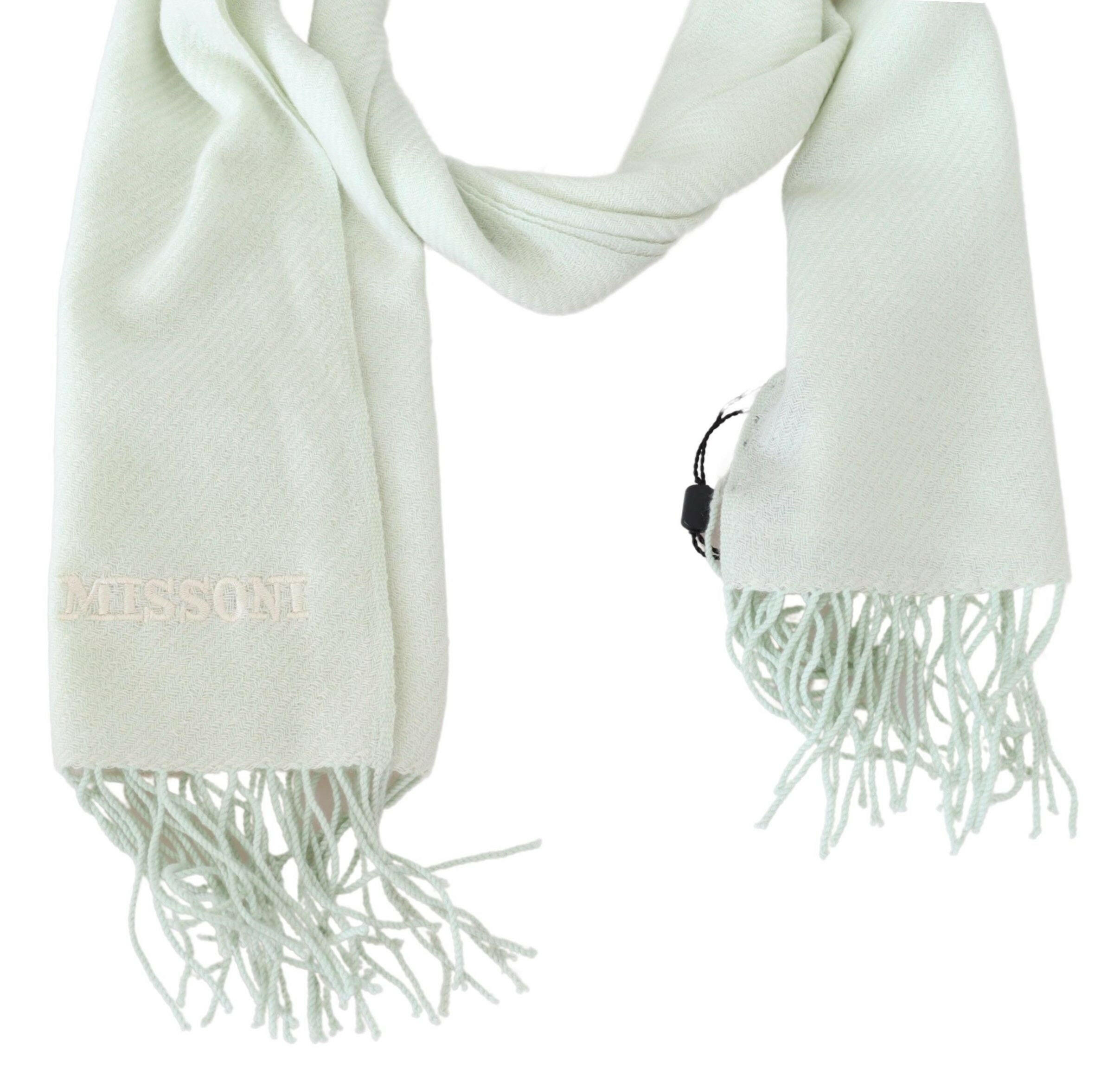 Missoni Light Green Pattern Cashmere Unisex Wrap Fringes Scarf -   -  Missoni.