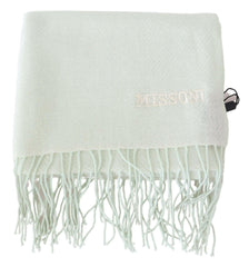 Missoni Light Green Pattern Cashmere Unisex Wrap Fringes Scarf -   -  Missoni.