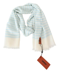 Missoni Blue White Lined Cashmere Unisex Wrap Scarf -   -  Missoni.