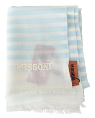 Missoni Blue White Lined Cashmere Unisex Wrap Scarf -   -  Missoni.