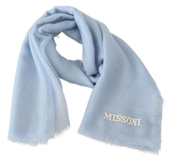 Missoni Light Blue Cashmere Unisex Neck Wrap Scarf -   -  Missoni.