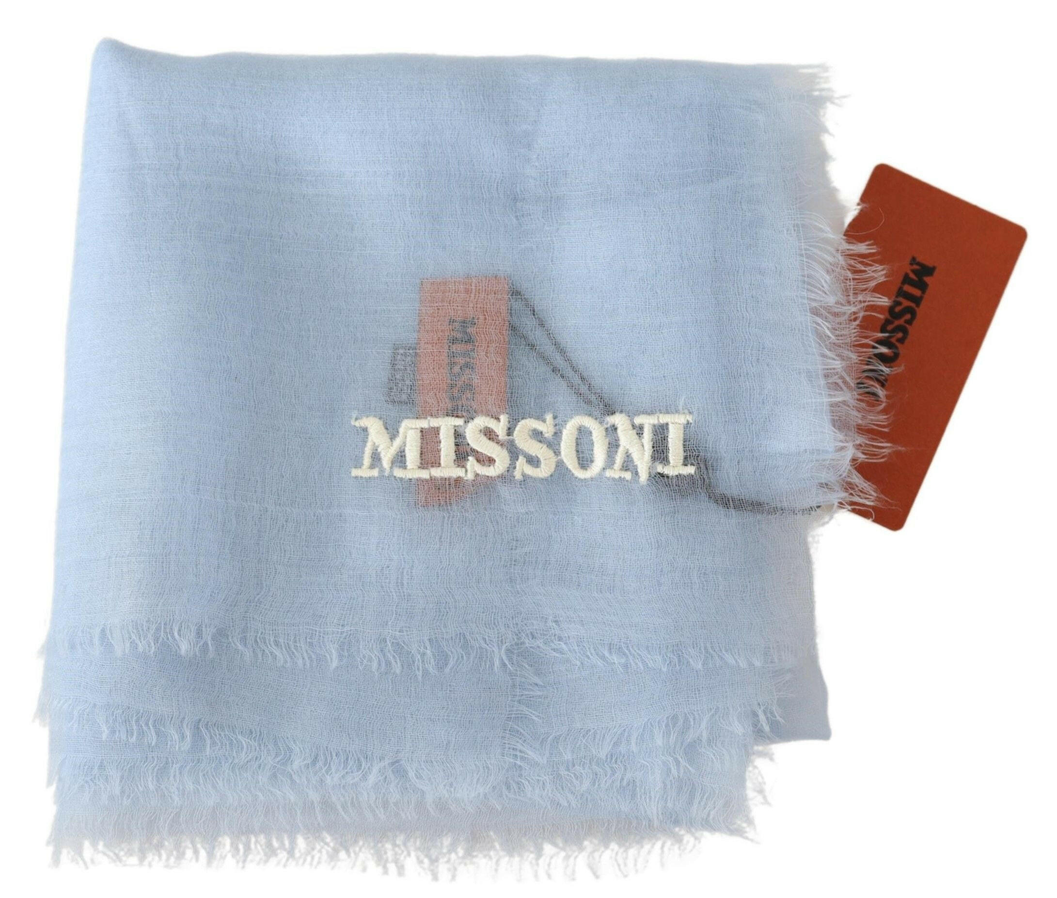 Missoni Light Blue Cashmere Unisex Neck Wrap Scarf -   -  Missoni.