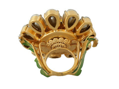 Dolce & Gabbana Gold Brass Yellow Crystal Flower Ring -   -  Dolce & Gabbana.