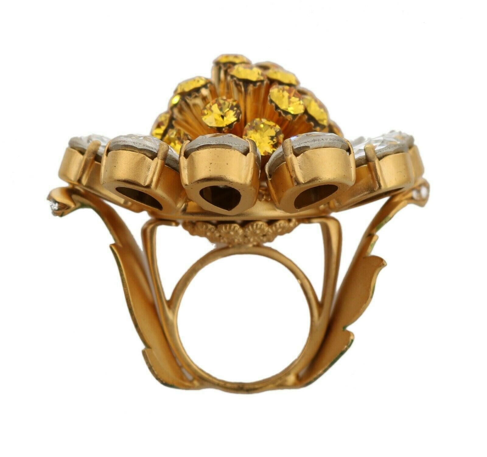 Dolce & Gabbana Gold Brass Yellow Crystal Flower Ring -   -  Dolce & Gabbana.