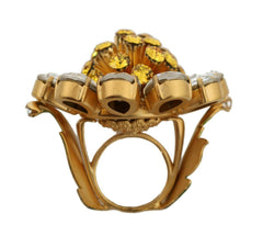 Dolce & Gabbana Gold Brass Yellow Crystal Flower Ring -   -  Dolce & Gabbana.