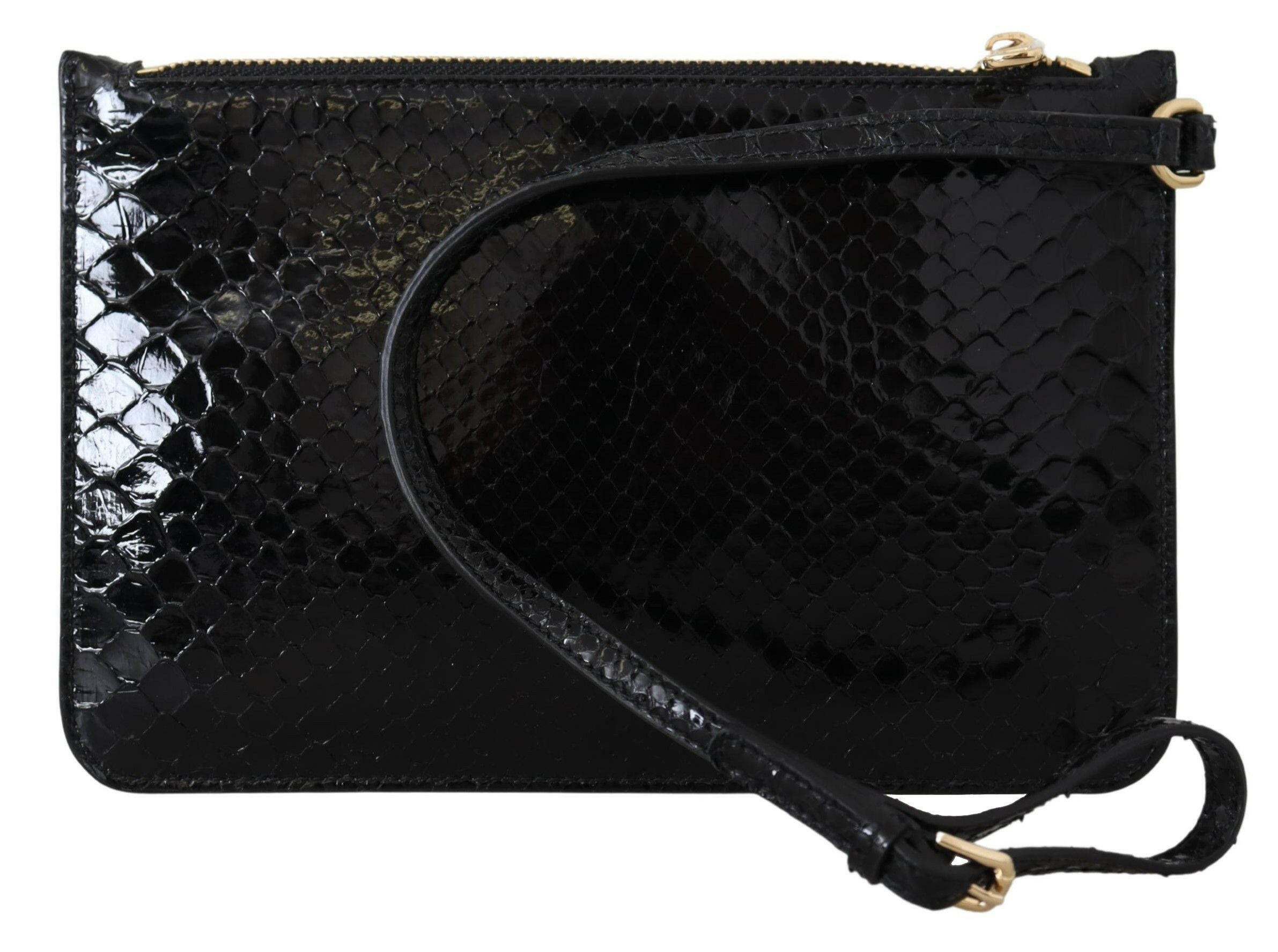 Dolce & Gabbana Black Leather Coin Purse Wristlet Mirror Agnese Wallet -   -  Dolce & Gabbana.