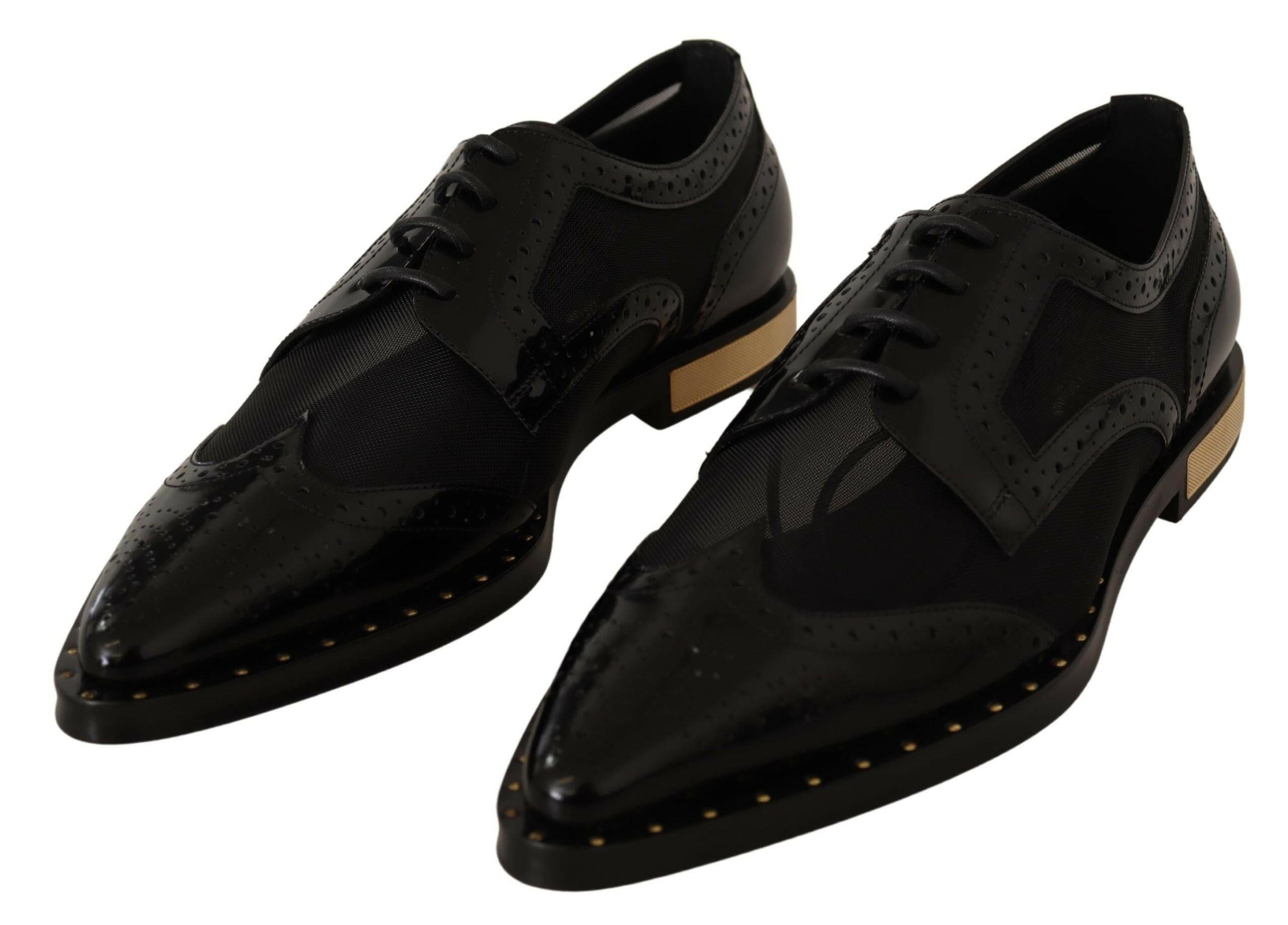 Dolce & Gabbana Black Leather Broques Sheer Wingtip Shoes -   -  Dolce & Gabbana.