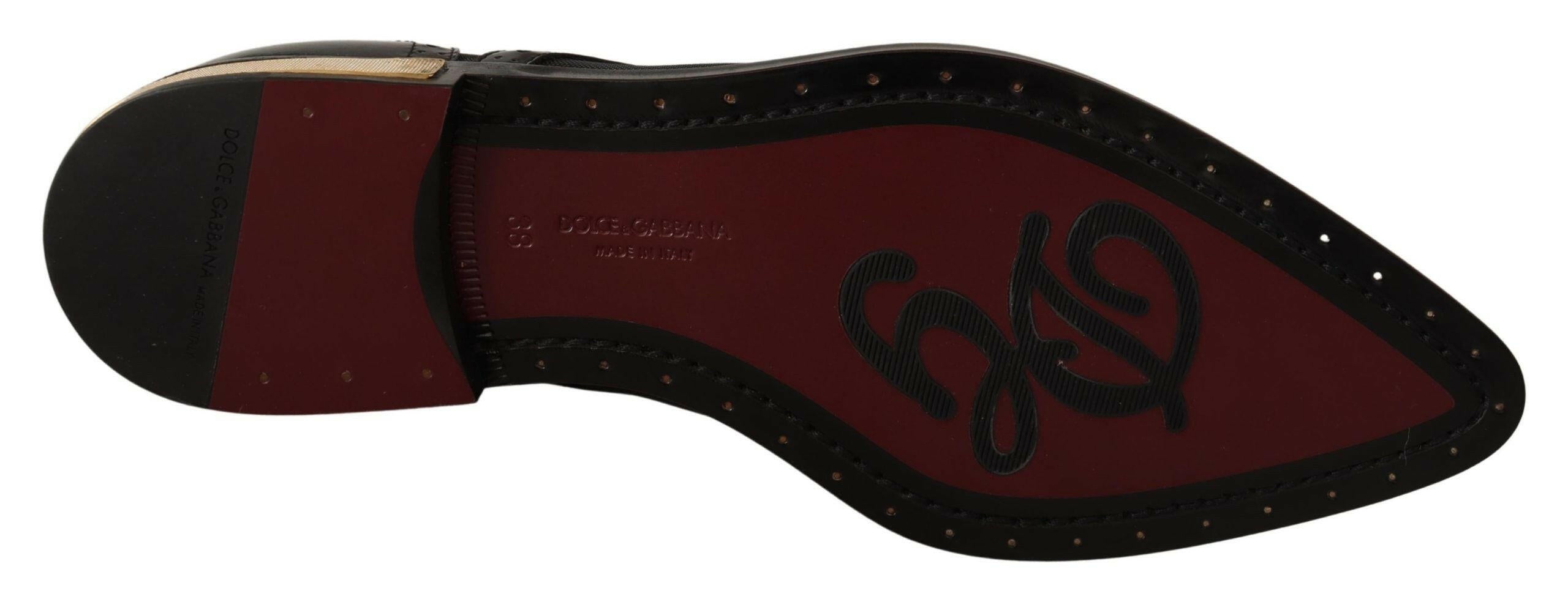 Dolce & Gabbana Black Leather Broques Sheer Wingtip Shoes -   -  Dolce & Gabbana.