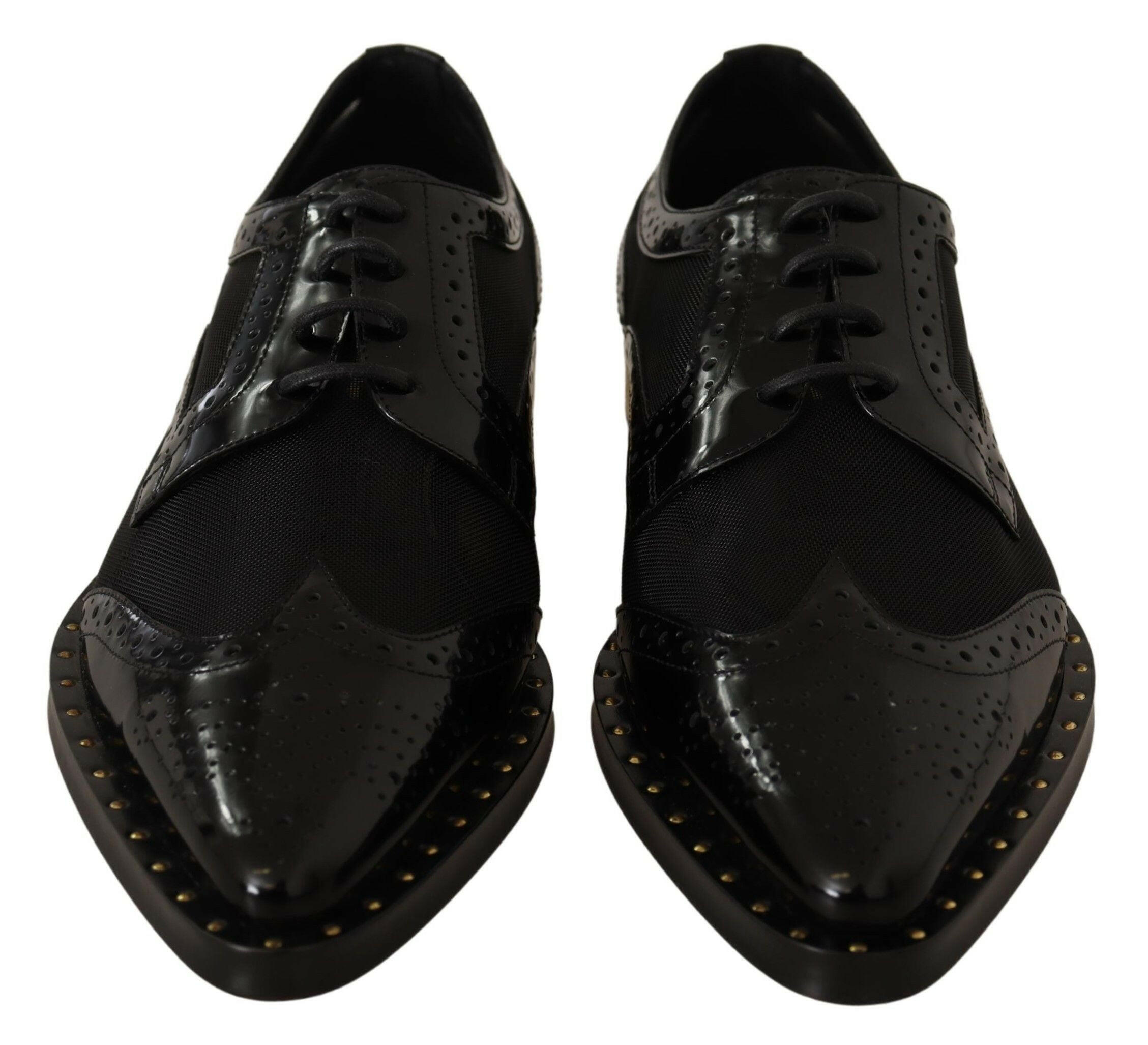 Dolce & Gabbana Black Leather Broques Sheer Wingtip Shoes -   -  Dolce & Gabbana.