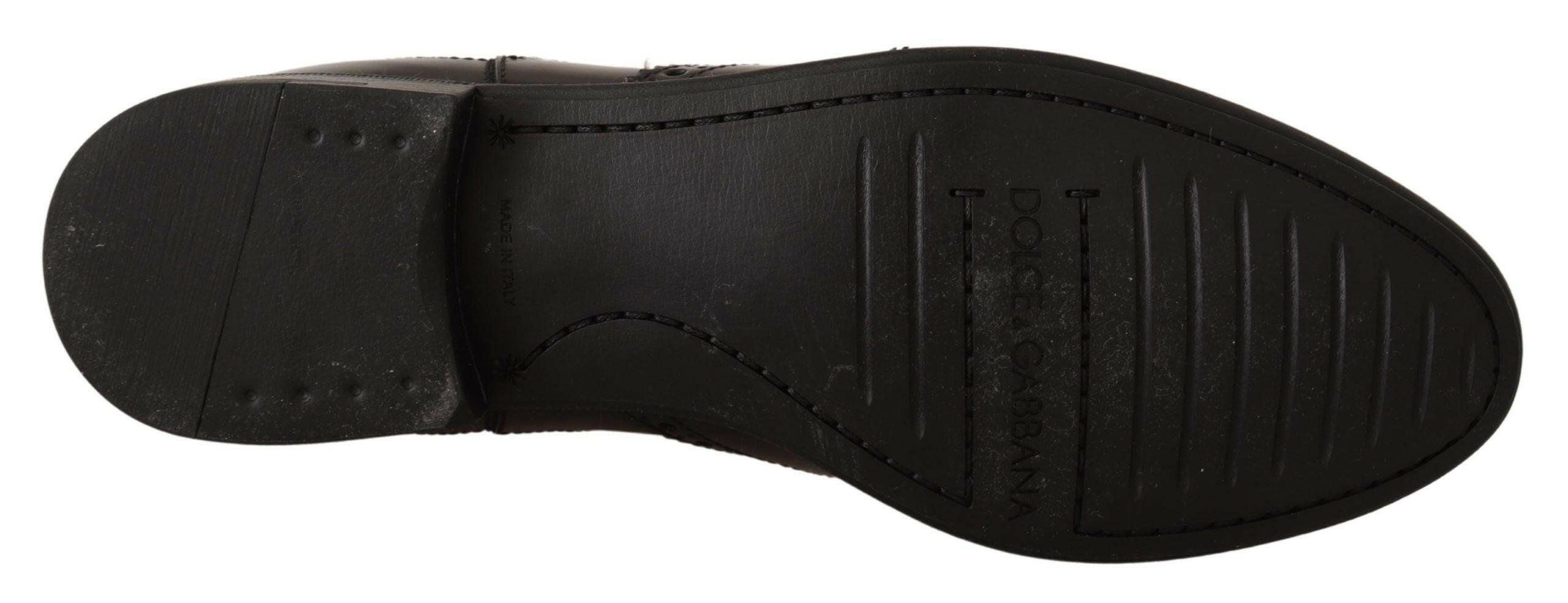 Dolce & Gabbana Black Leather Ankle High Flat Boots Shoes -   -  Dolce & Gabbana.