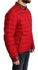 Dolce & Gabbana Red Brocade Bomber Gold Crown Logo Coat Jacket -   -  Dolce & Gabbana.