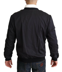 Dolce & Gabbana Blue Silk Coat Short Bomber Men Jacket -   -  Dolce & Gabbana.