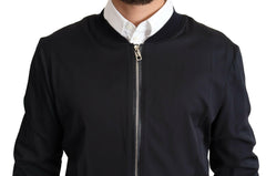 Dolce & Gabbana Blue Silk Coat Short Bomber Men Jacket -   -  Dolce & Gabbana.