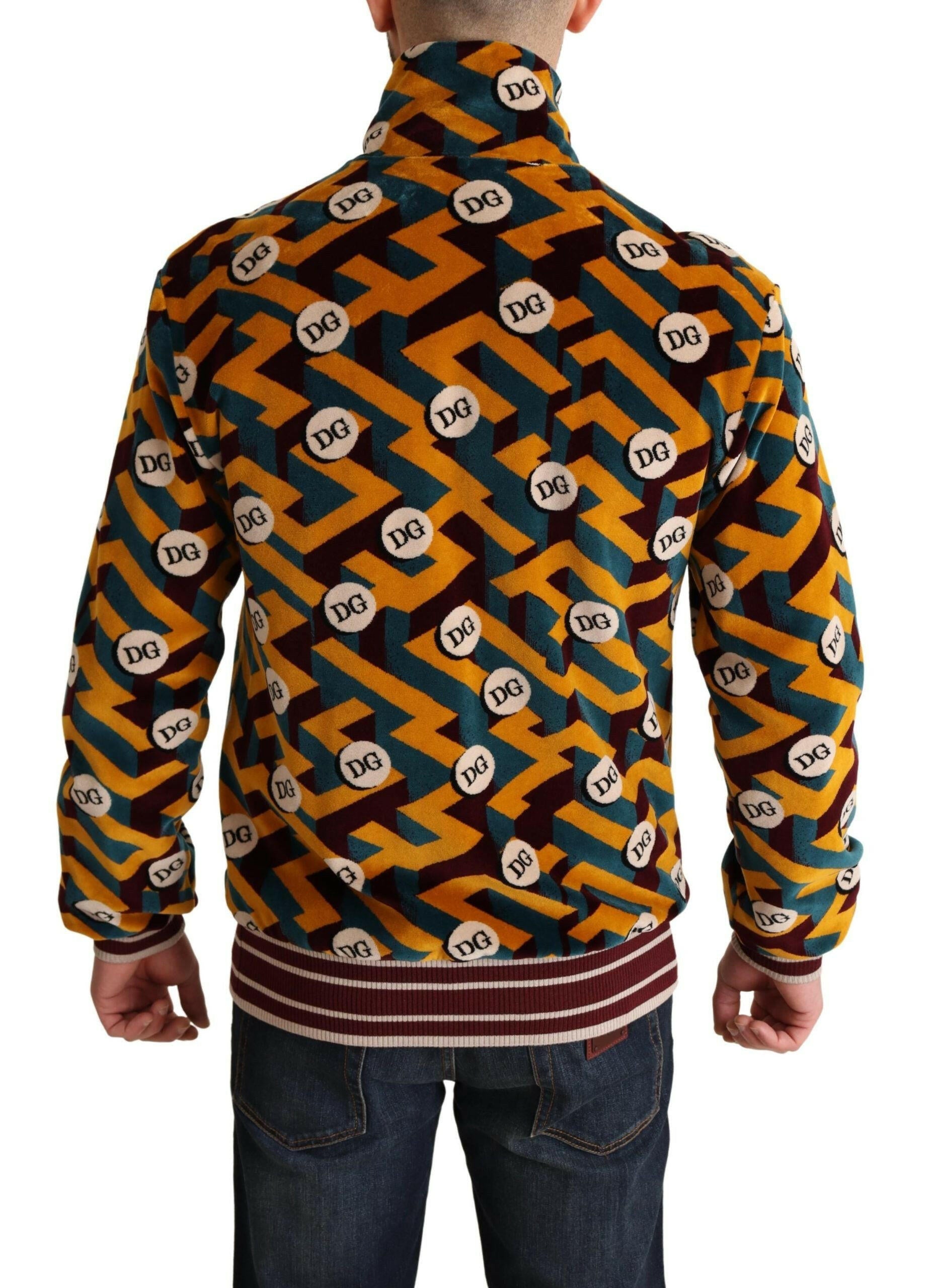 Dolce & Gabbana Multicolor Velvet DG Logo Mens Sweater Jacket -   -  Dolce & Gabbana.