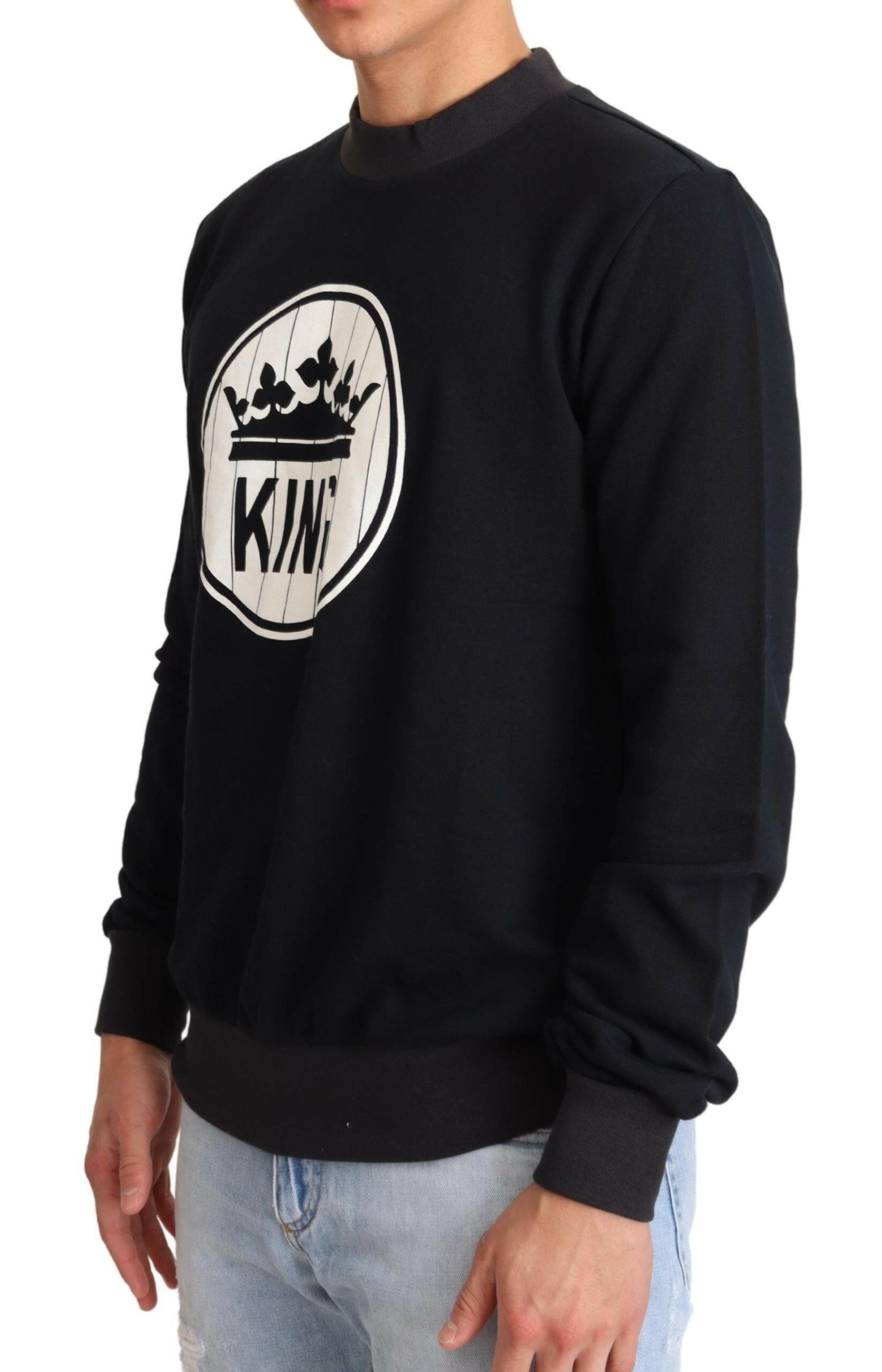 Dolce & Gabbana Blue Crown King Cotton Pullover Sweater -   -  Dolce & Gabbana.